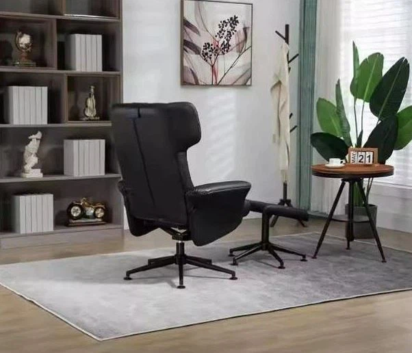 Black Modern Lounge Recliner Swivel Chair with Ottoman